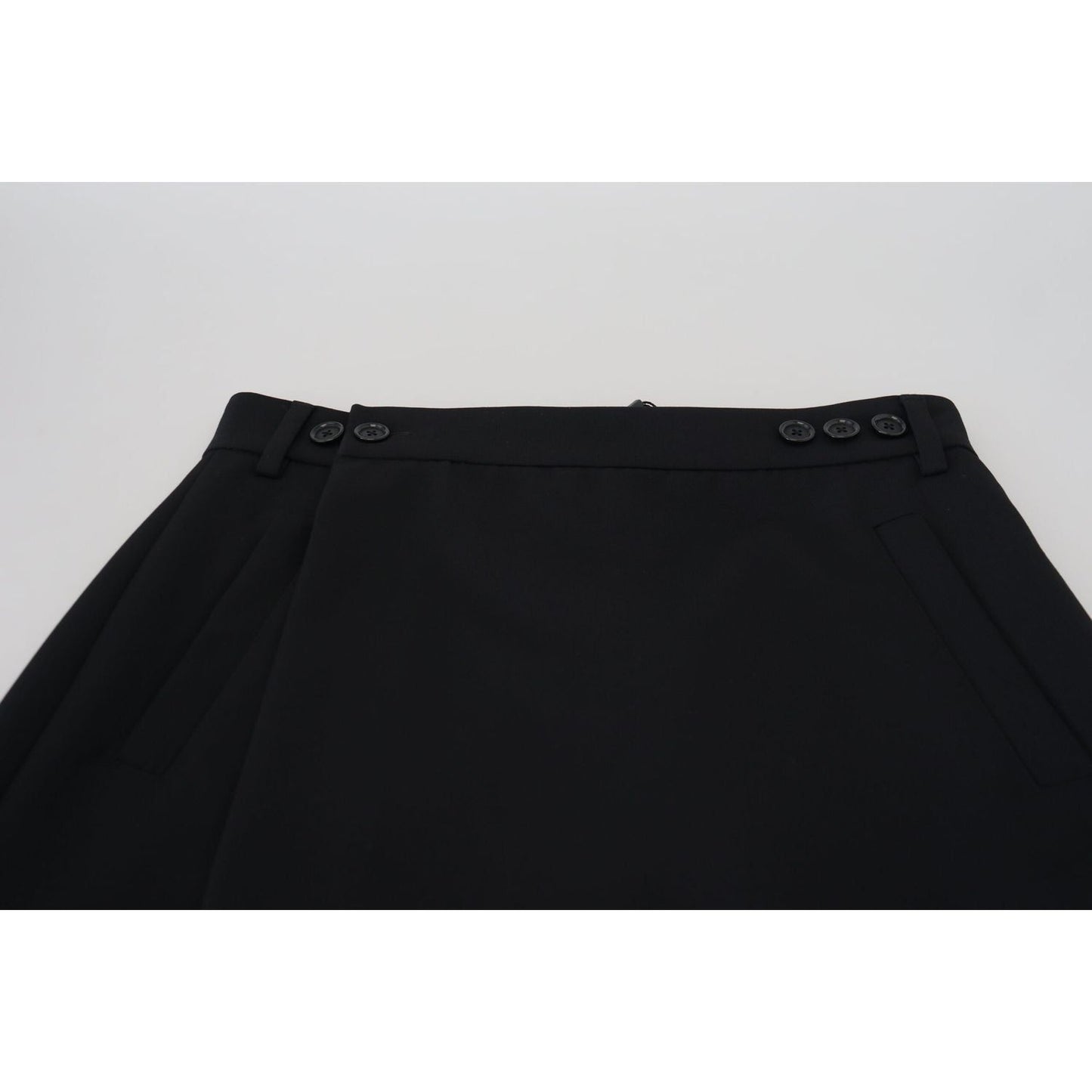Dolce & Gabbana Elegant High Waist A-Line Mini Skirt black-wool-a-line-high-waist-mini-skirt-1