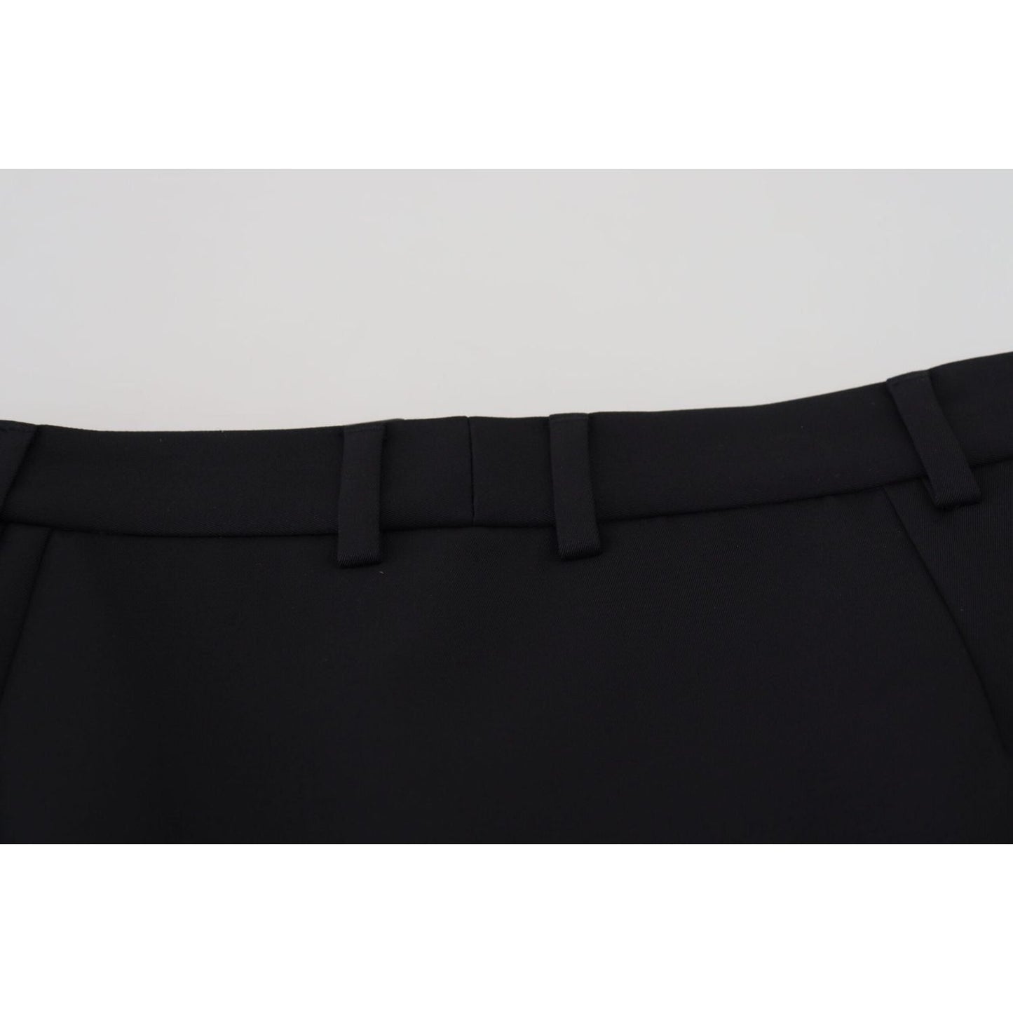 Dolce & Gabbana Elegant High Waist A-Line Mini Skirt black-wool-a-line-high-waist-mini-skirt-1