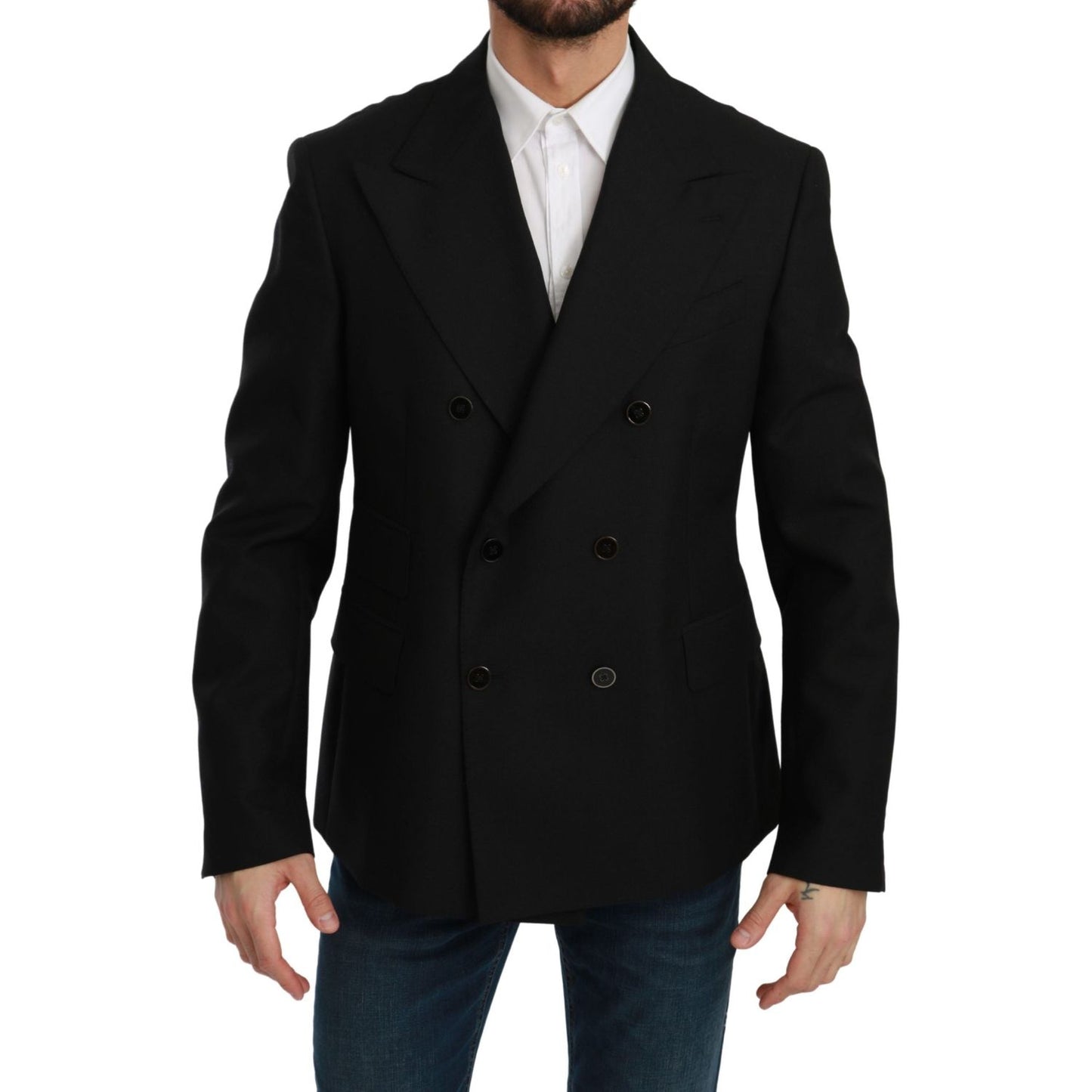 Dolce & Gabbana Elegant Black Slim Fit Formal Blazer black-slim-fit-jacket-coat-wool-blazer-1 IMG_2528-scaled-fbebd82e-e5e.jpg