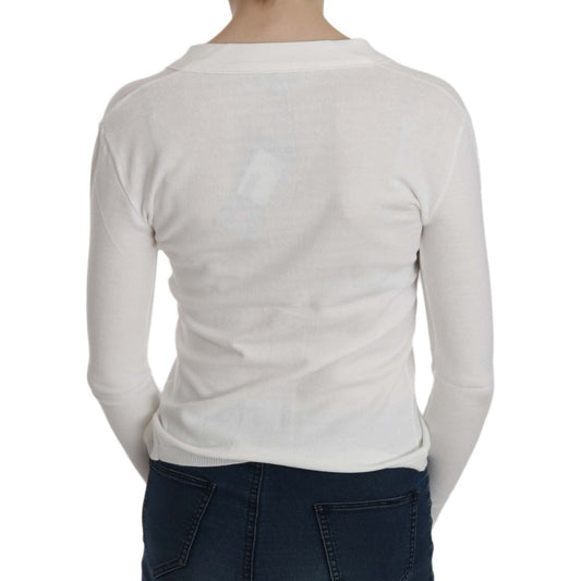 BYBLOS Elegant White V-Neck Cropped Cardigan Blouse white-v-neck-long-sleeve-cropped-cardigan-tops-sweater IMG_2531-18bd94c2-3e1.jpg