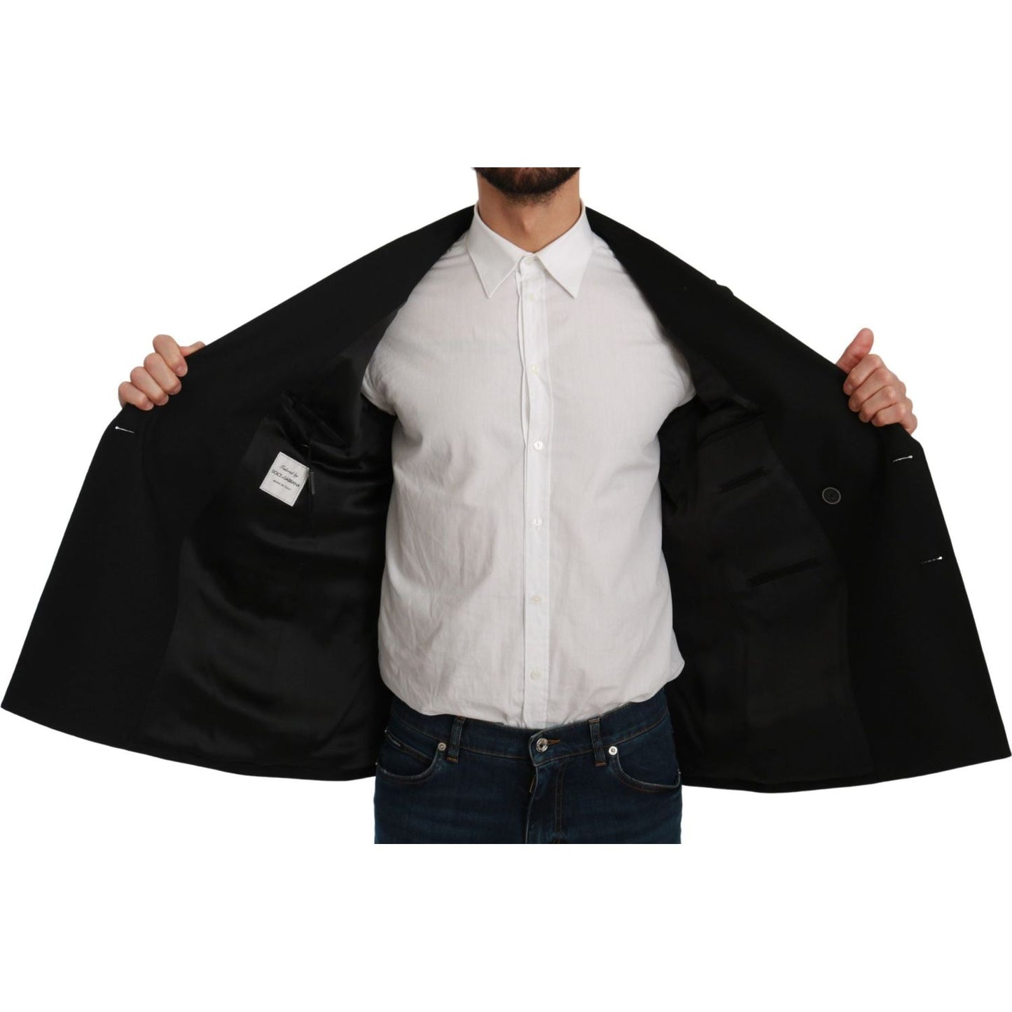 Dolce & Gabbana Elegant Black Slim Fit Formal Blazer black-slim-fit-jacket-coat-wool-blazer-1 IMG_2533-scaled-8ec5eb69-b52.jpg
