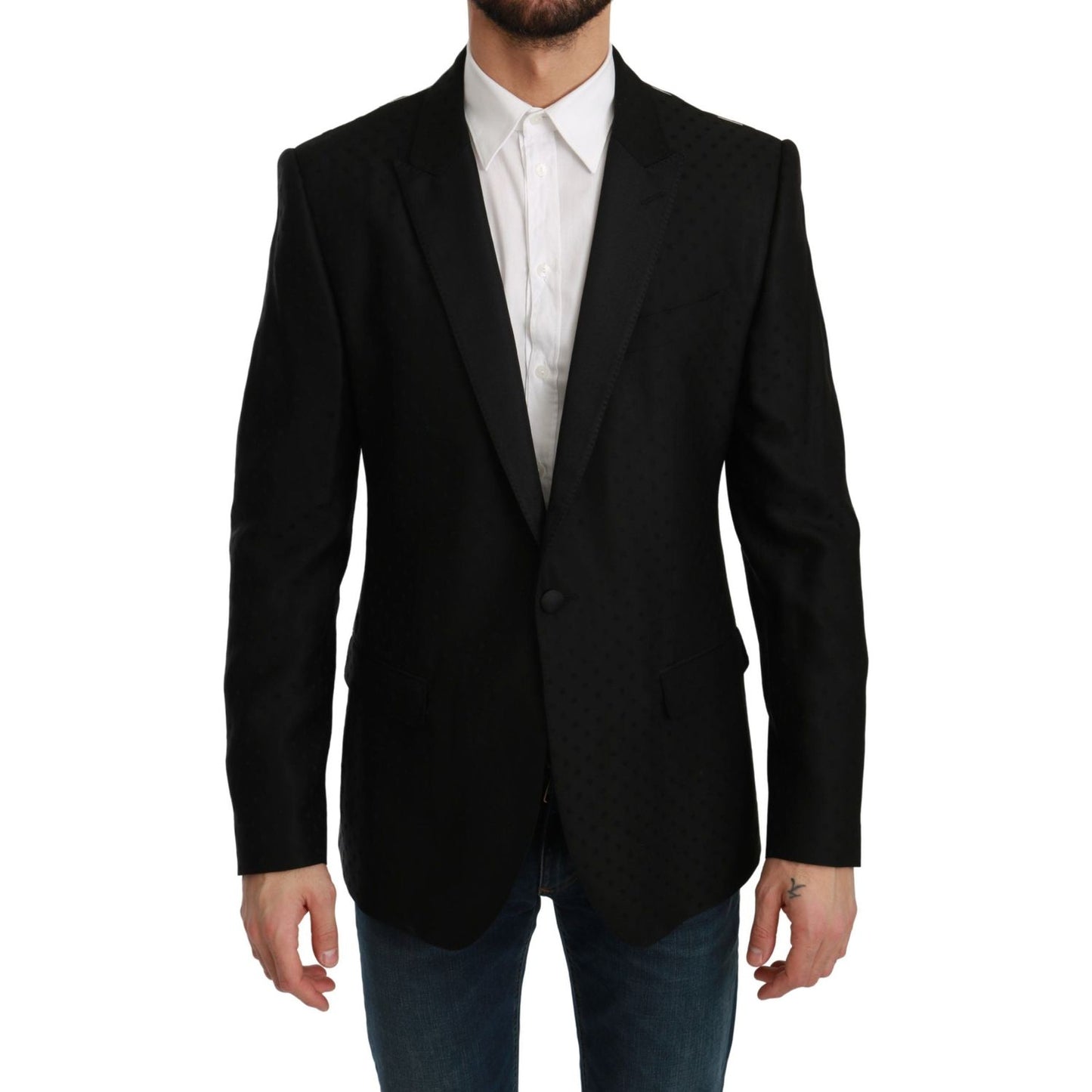 Dolce & Gabbana Polka Dotted Slim Fit Martini Jacket black-slim-fit-coat-jacket-martini-blazer-1 IMG_2557-scaled-ea50ccdd-d92.jpg