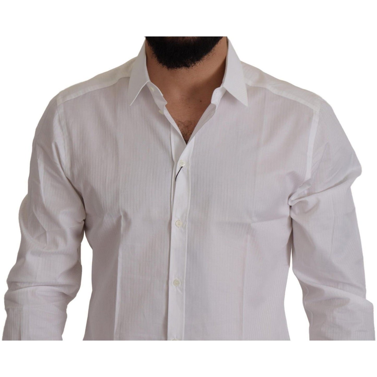 Dolce & Gabbana Elegant White Cotton Dress Shirt white-slim-fit-cotton-formal-dress-shirt