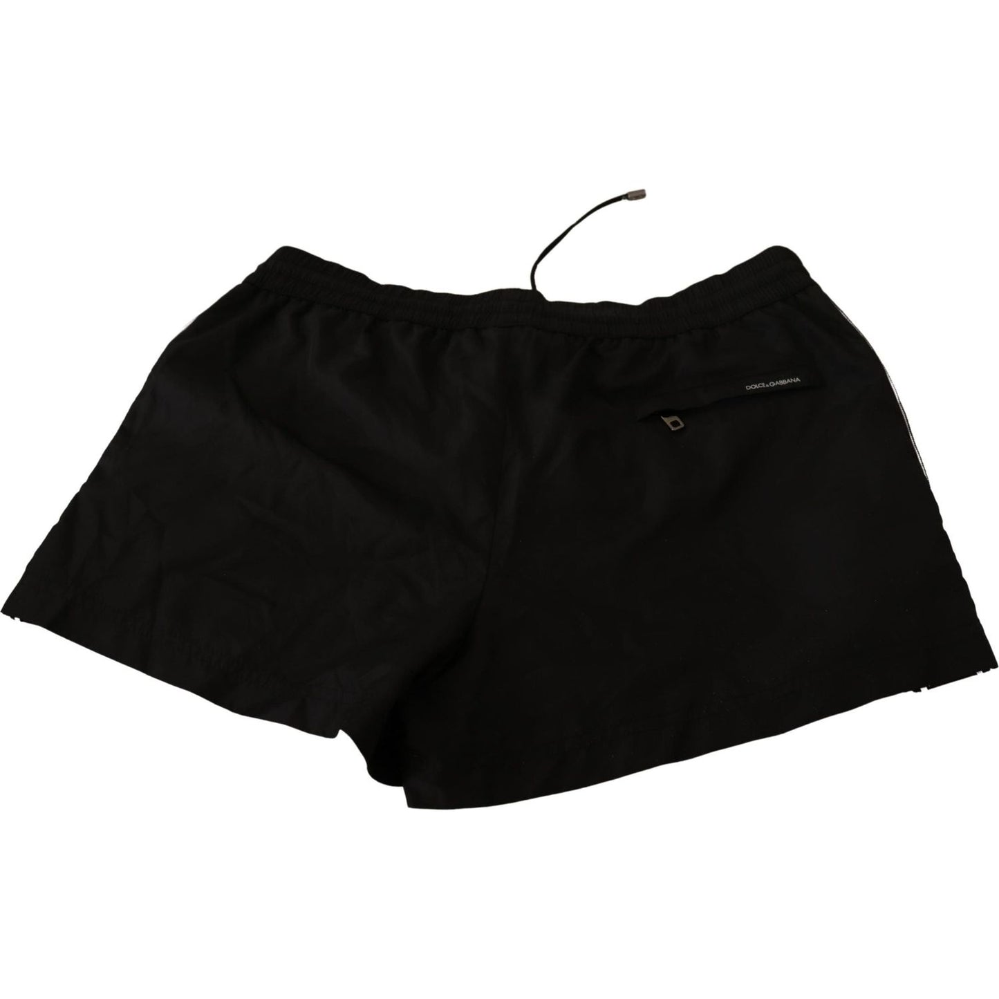 Dolce & Gabbana Elegant Black KING Motive Swim Trunks black-king-mens-beachwear-swimwear-shorts