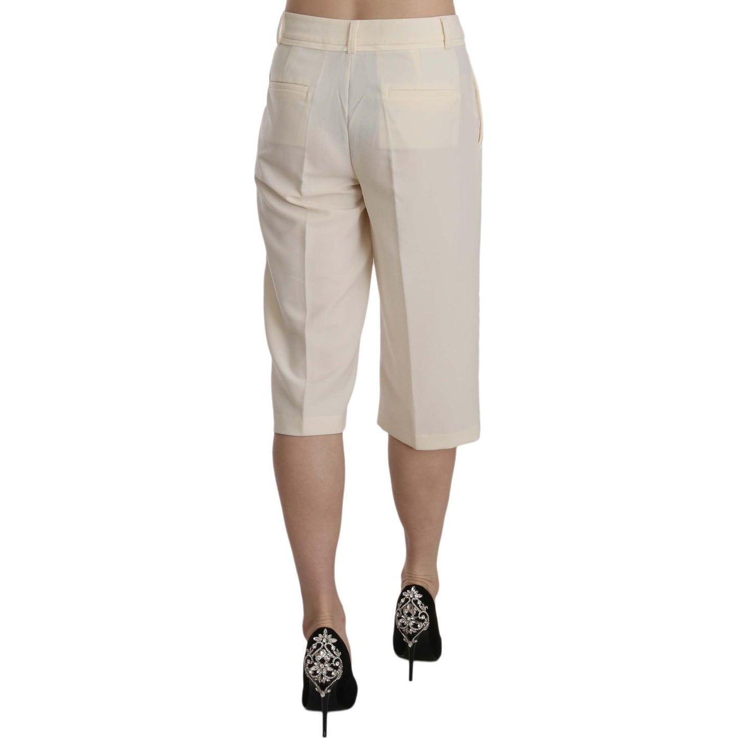 Silvian Heach Elegant Straight Cropped Pants in Cream cream-mid-waist-cotton-straight-cropped-pants