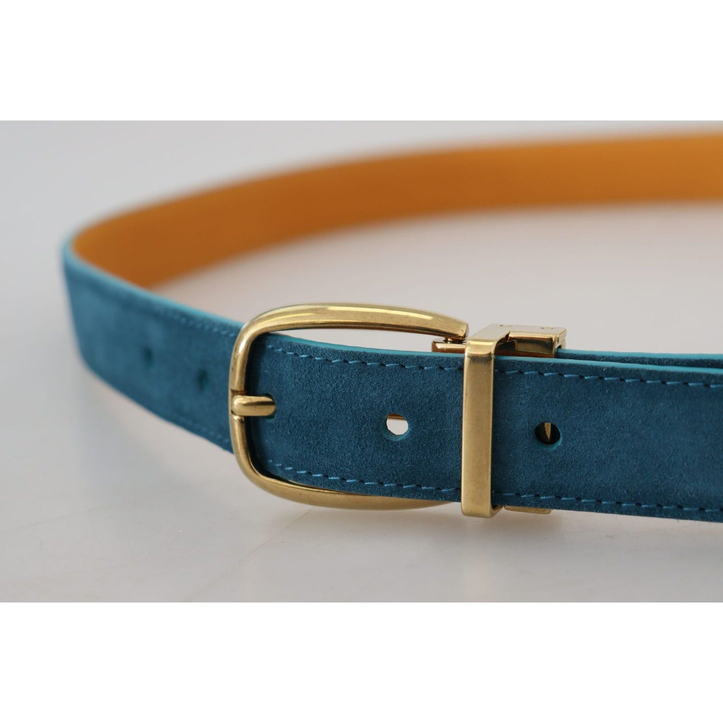 Dolce & Gabbana Elegant Blue Velvet Leather Belt blue-velvet-leather-silver-dg-metal-buckle-belt