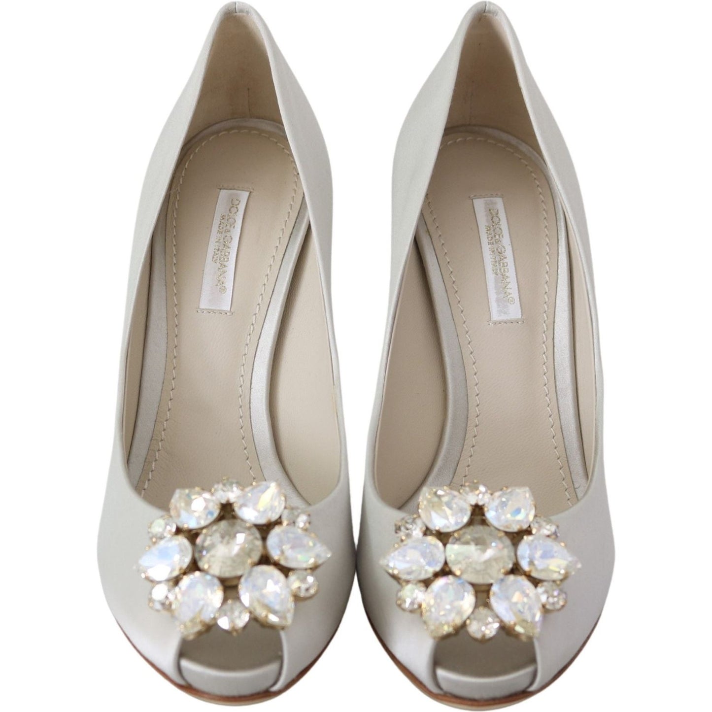 Dolce & Gabbana White Crystal Peep Toe Silk Blend Heels white-crystals-peep-toe-heels-satin-pumps-shoes IMG_2621-6c6aebdc-ca5.jpg