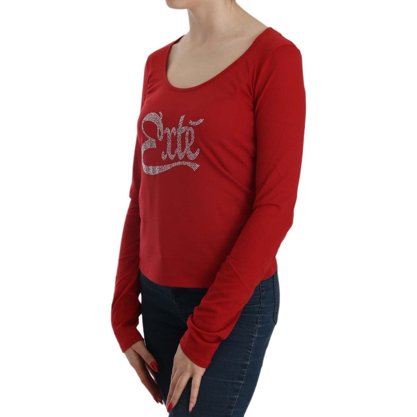Exte Ravishing Red Crystal Embellished Blouse red-crystal-embellished-long-sleeve-blouse