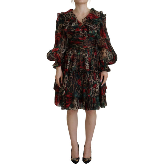 Dolce & GabbanaSilk Leopard Print & Red Roses DressMcRichard Designer Brands£1459.00