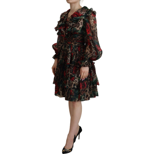 Dolce & GabbanaSilk Leopard Print & Red Roses DressMcRichard Designer Brands£1459.00