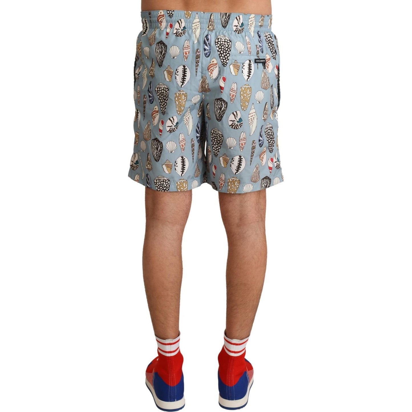 Dolce & Gabbana Elegant Seashell Print Swim Trunks blue-seashell-beachwear-swimwear-shorts