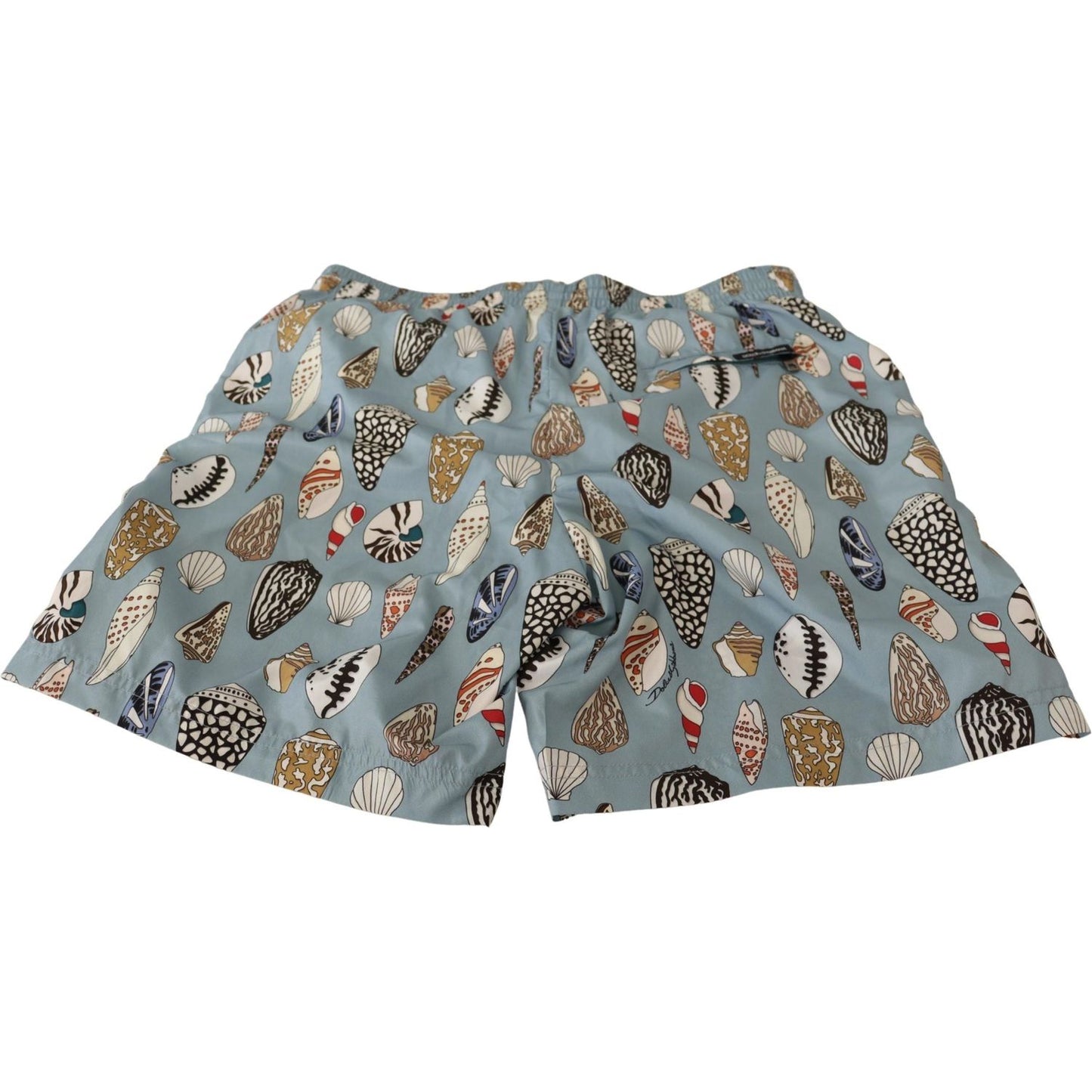 Dolce & Gabbana Elegant Seashell Print Swim Trunks blue-seashell-beachwear-swimwear-shorts