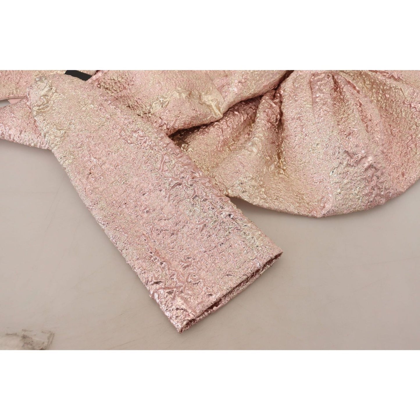 Dolce & Gabbana Elegant Pink Jacquard Midi Sheath Dress WOMAN DRESSES pink-jaquard-3-4-sleeve-sheath-midi-dress