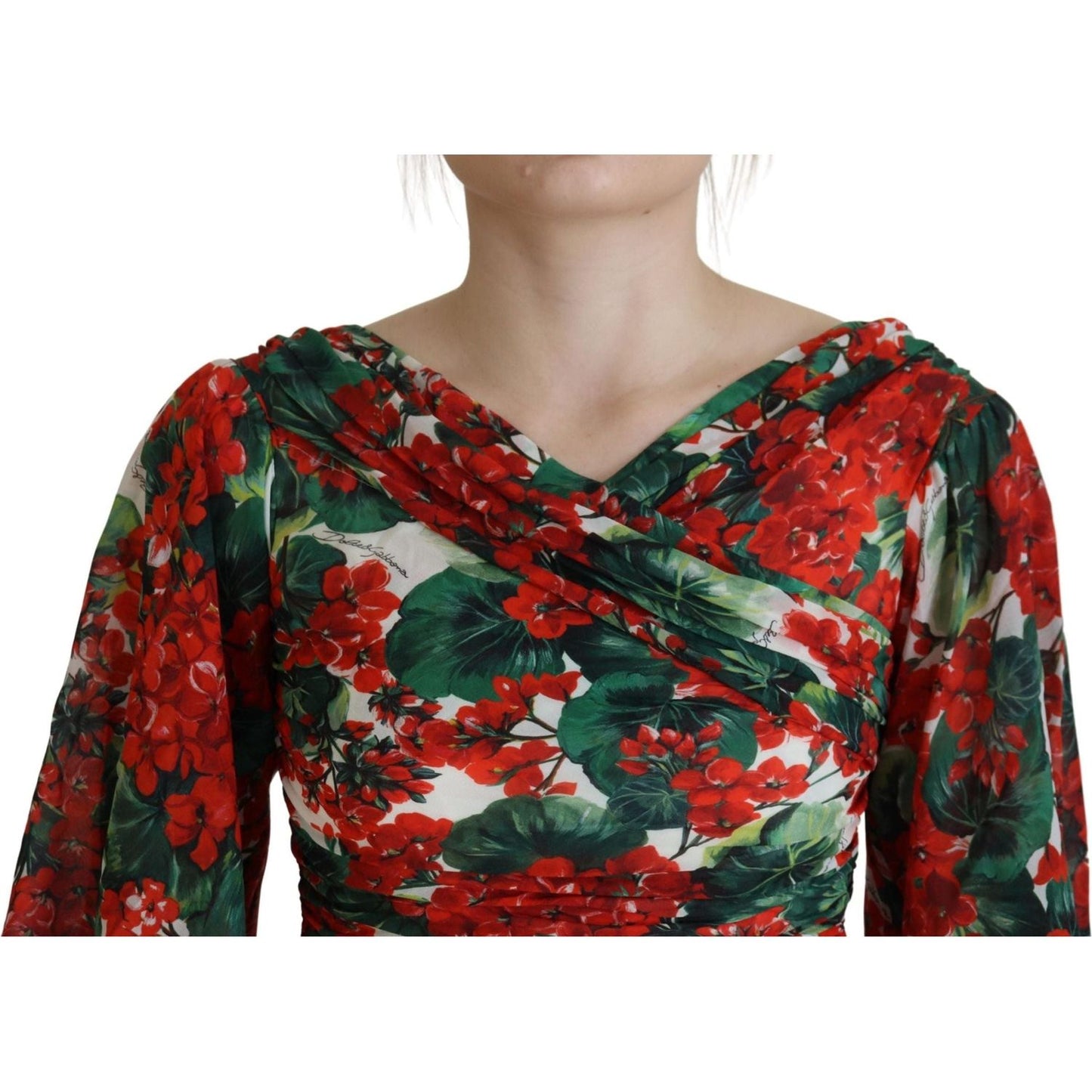 Dolce & Gabbana Enchanting Floral Print Sheath Dress multicolor-geranium-silk-sheath-midi-dress