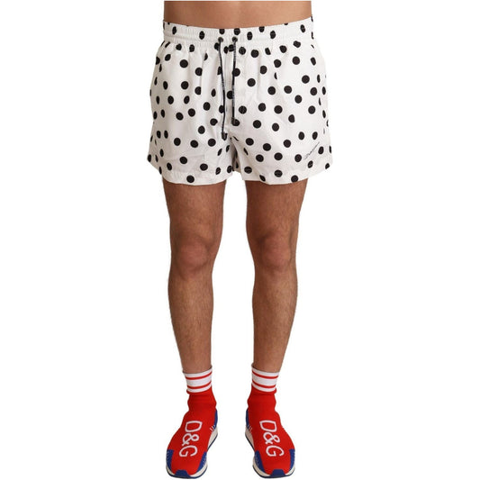 Dolce & Gabbana Polka Dotted Men's Swim Shorts white-polka-dots-beachwear-shorts-swimwear-1 IMG_2676-scaled-fd63d3e8-1f6.jpg