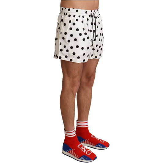 Dolce & Gabbana Polka Dotted Men's Swim Shorts white-polka-dots-beachwear-shorts-swimwear-1 IMG_2677-scaled-126a46d5-806.jpg