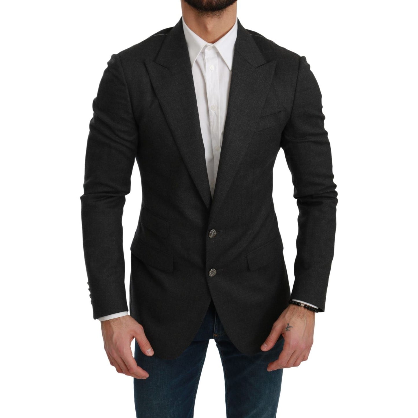 Dolce & Gabbana Elegant Gray Slim Fit Formal Blazer gray-napoli-slim-fit-jacket-wool-blazer IMG_2685-scaled-31af46f3-6d1.jpg