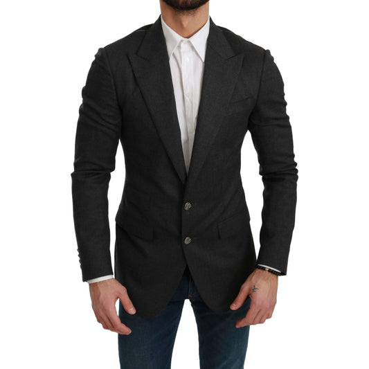 Dolce & Gabbana Elegant Gray Slim Fit Formal Blazer gray-napoli-slim-fit-jacket-wool-blazer