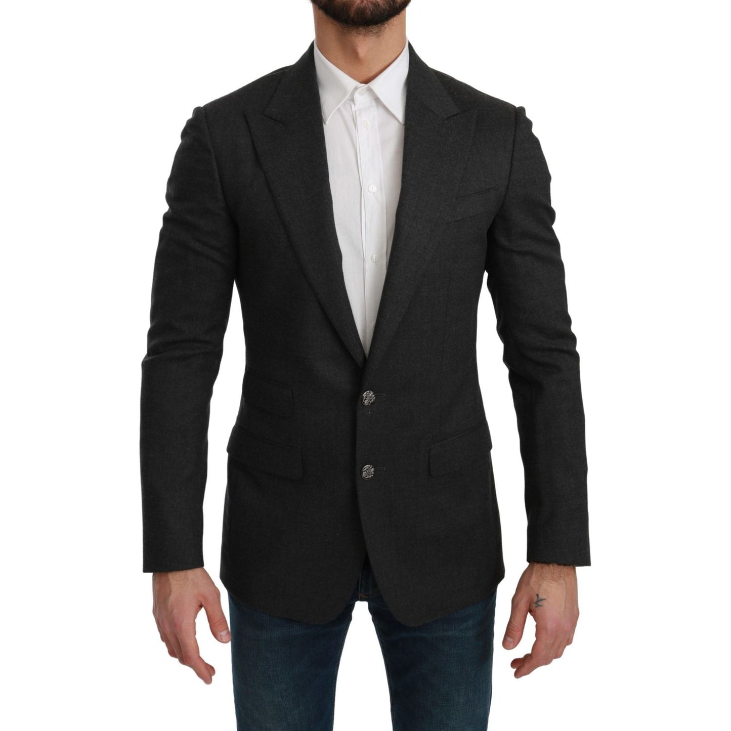 Dolce & Gabbana Elegant Gray Slim Fit Formal Blazer gray-napoli-slim-fit-jacket-wool-blazer IMG_2686-scaled-3051272b-370.jpg