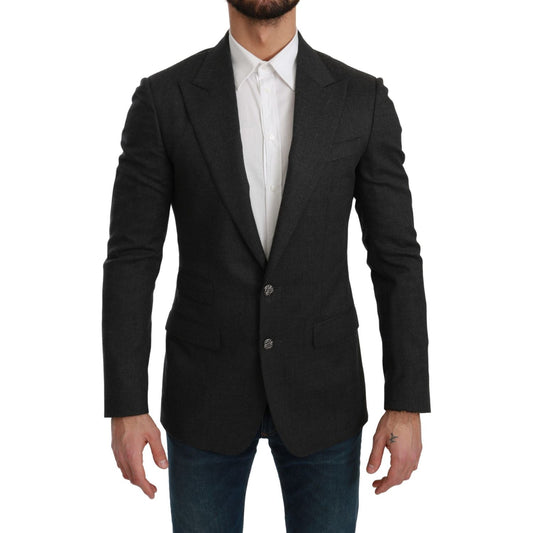Dolce & Gabbana Elegant Gray Slim Fit Formal Blazer gray-napoli-slim-fit-jacket-wool-blazer
