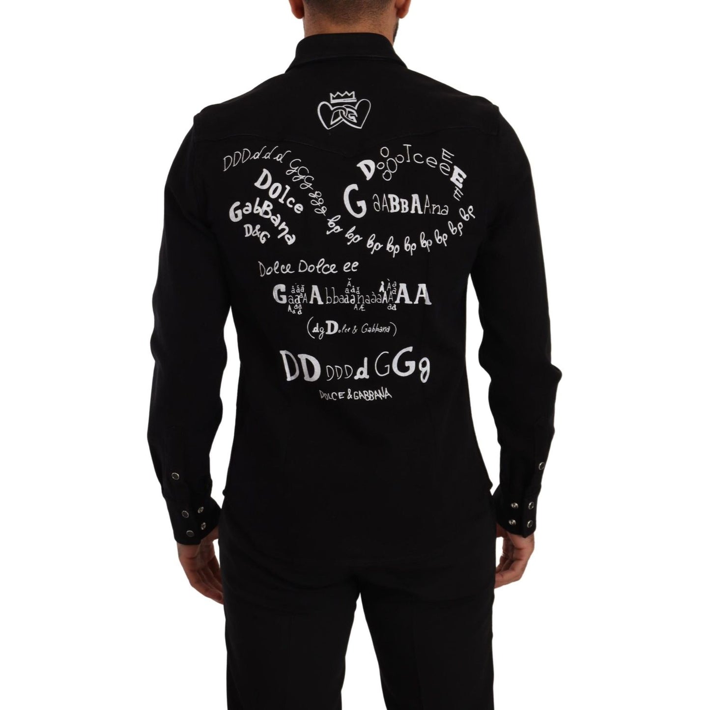 Dolce & Gabbana Slim Fit Casual Black Designer Shirt black-slim-cotton-denim-stretch-shirt