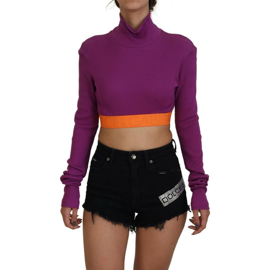 Dolce & Gabbana Elegant Purple Turtle Neck Pullover Sweater purple-turtle-neck-cropped-pullover-sweater