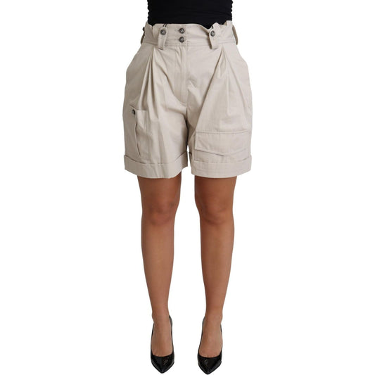 Dolce & Gabbana Chic Beige High Waist Pleated Shorts beige-cotton-pleated-high-waist-casual-shorts IMG_2704-scaled-f3ccf72d-b8d.jpg