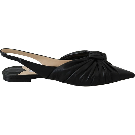 Jimmy Choo Elegant Pointed Toe Leather Flats Shoes annabell-black-leather-flat-shoes