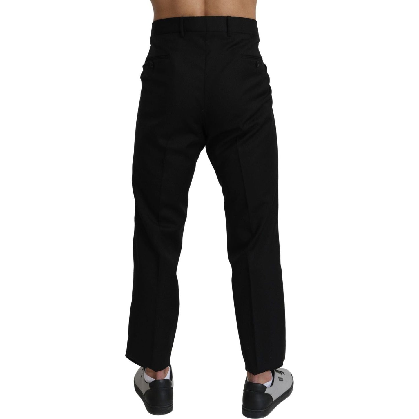 Dolce & Gabbana Elegant Slim Fit Formal Trousers Jeans & Pants black-cotton-wool-formal-dress-pants-1