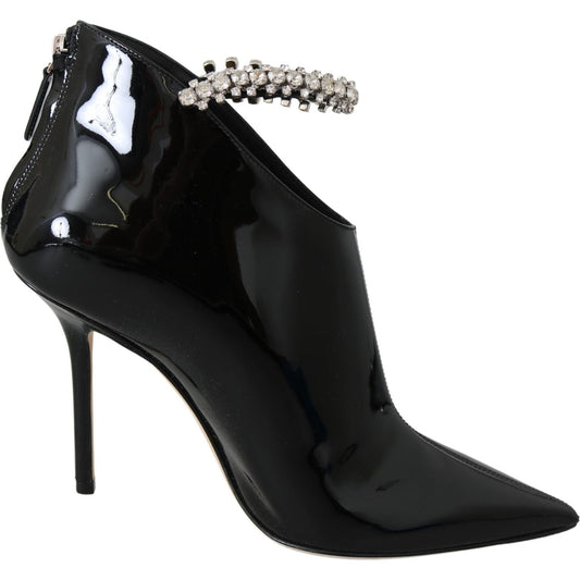 Jimmy Choo Elegant Black Patent Heeled Boots blaize-100-pat-black-leather-boot