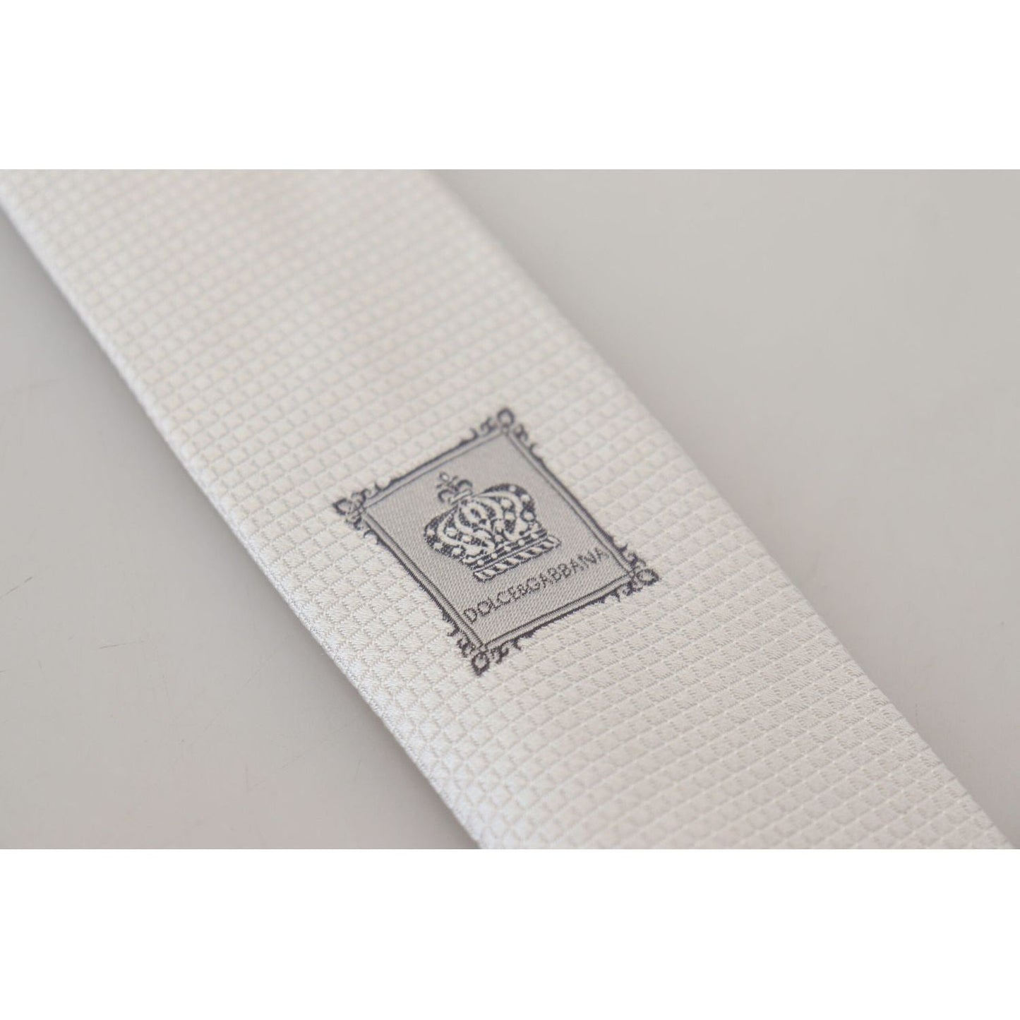 Dolce & Gabbana Elegant Off White Silk Tie off-white-silk-patterned-narrow-mens-necktie-tie