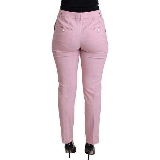 Dolce & Gabbana Elegant Pink High-Waisted Wool Trousers pink-virgin-wool-stretch-tapered-trouser-pants