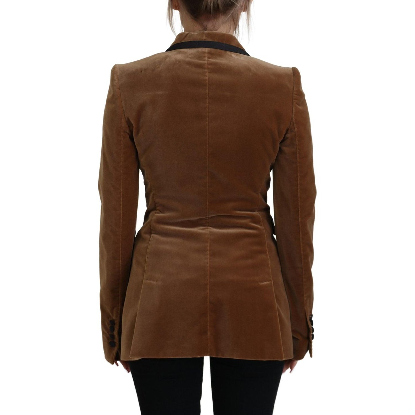 Dolce & Gabbana Elegant Double Breasted Brown Blazer Jacket brown-double-breasted-blazer-cotton-jacket