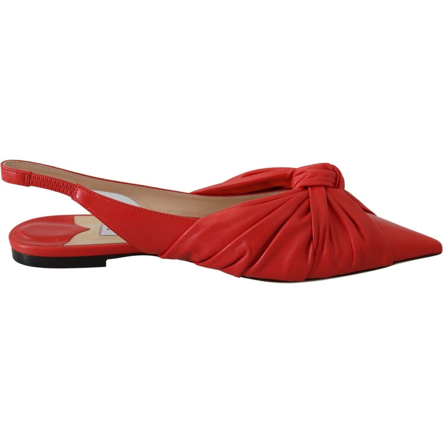 Jimmy Choo Chic Red Pointed Toe Leather Flats Shoes annabell-flat-nap-chilli-leather-flat-shoes