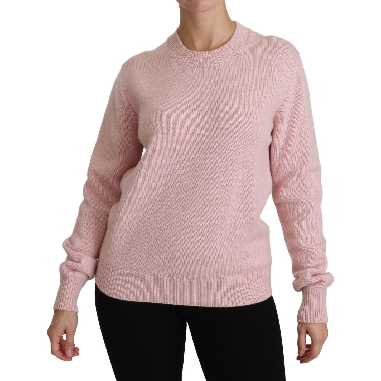 Dolce & Gabbana Cashmere-Blend Pink Crew Neck Sweater pink-crew-neck-cashmere-pullover-sweater IMG_2748-1-scaled-fa009b2a-5b7.jpg
