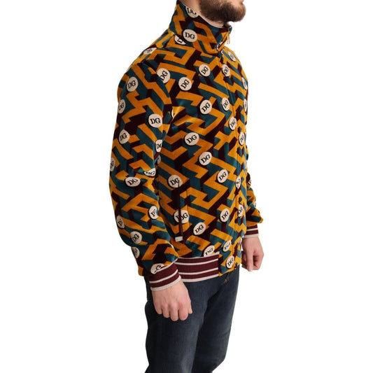 Dolce & Gabbana Elegant Multicolor Zip Sweater multicolor-velvet-dg-logo-mens-sweater-jacket IMG_2751-scaled-6d9dc448-36f.jpg