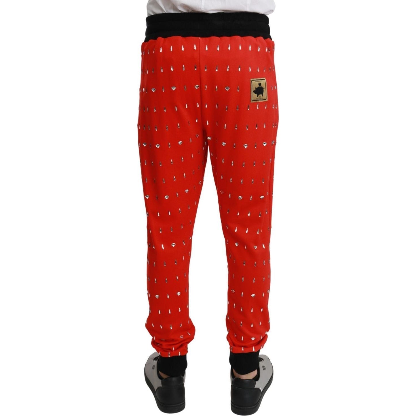 Dolce & Gabbana Chic Red Piggy Bank Print Sweatpants red-piggy-bank-cotton-crystal-trousers-pants