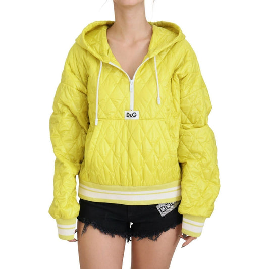 Dolce & Gabbana Elegant Yellow Hooded Jacket yellow-nylon-quilted-hooded-pullover-jacket IMG_2762-scaled-680d4a66-031.jpg