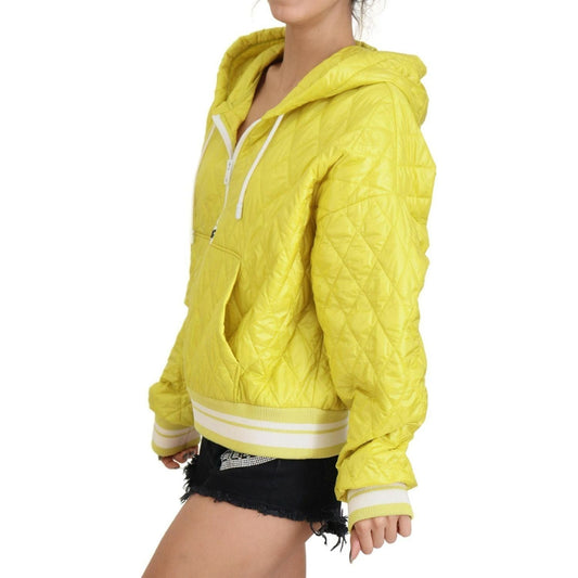 Dolce & Gabbana Elegant Yellow Hooded Jacket yellow-nylon-quilted-hooded-pullover-jacket