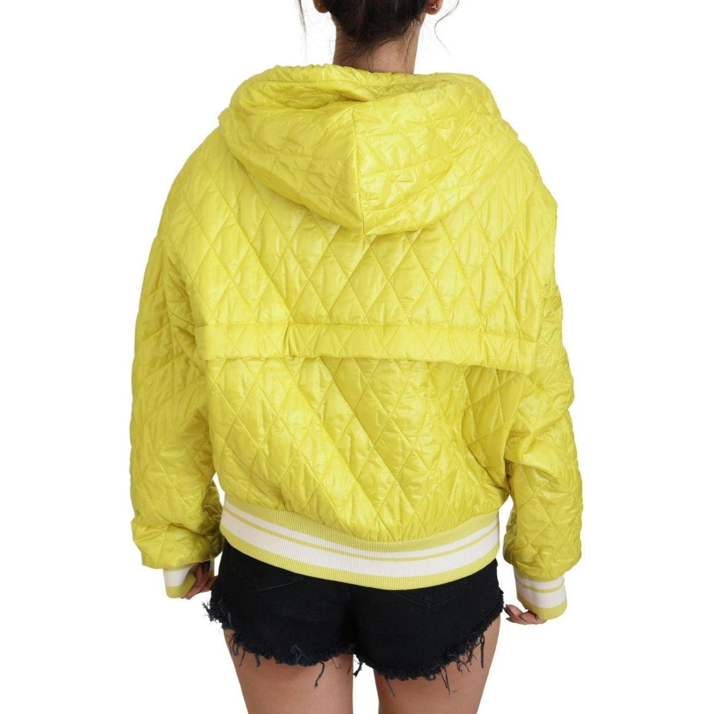 Dolce & Gabbana Elegant Yellow Hooded Jacket yellow-nylon-quilted-hooded-pullover-jacket IMG_2764-scaled-59a981a9-f79.jpg