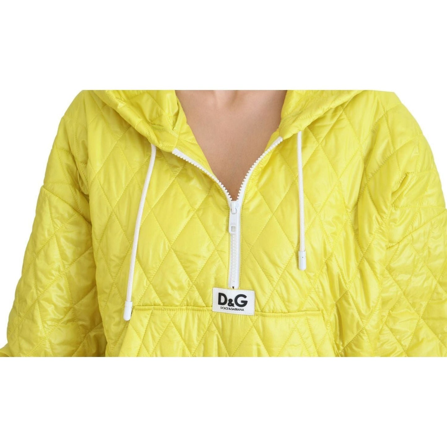 Dolce & Gabbana Elegant Yellow Hooded Jacket yellow-nylon-quilted-hooded-pullover-jacket