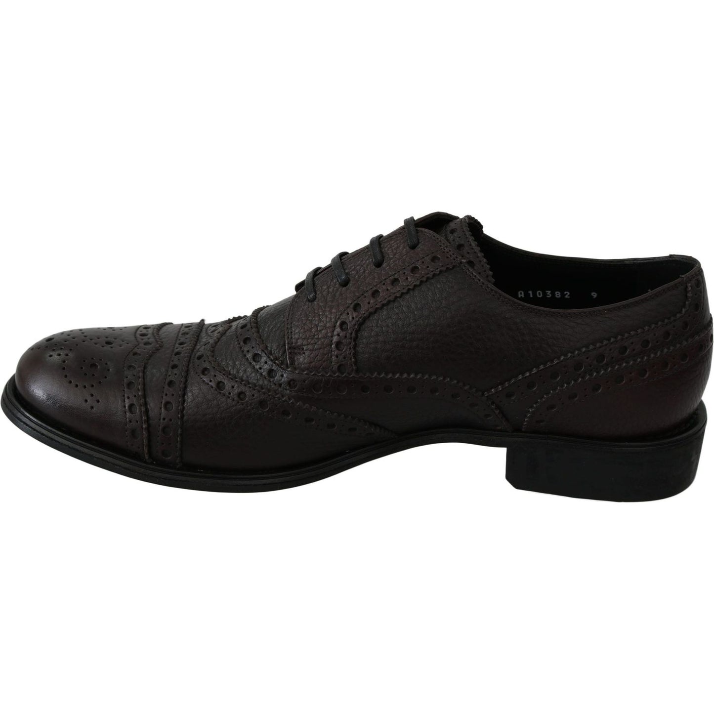 Dolce & Gabbana Elegant Mens Leather Derby Dress Shoes brown-leather-brogue-derby-dress-shoes-1