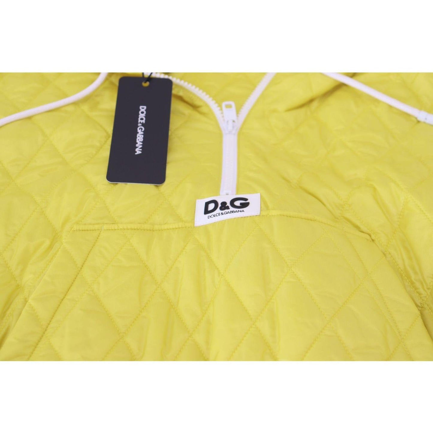 Dolce & Gabbana Elegant Yellow Hooded Jacket yellow-nylon-quilted-hooded-pullover-jacket IMG_2767-scaled-4596e049-aed.jpg