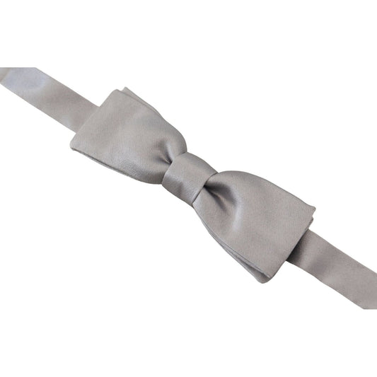 Dolce & Gabbana Elegant Gray Silk Bow Tie gray-silk-adjustable-men-neck-papillon-bow-tie
