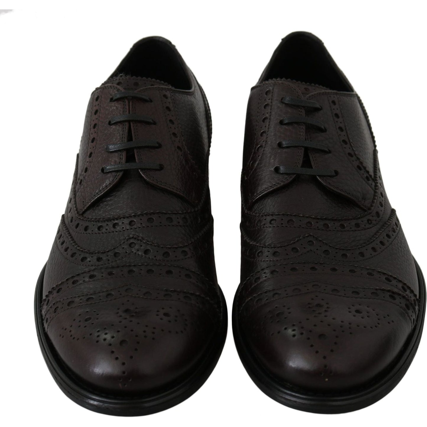 Dolce & Gabbana Elegant Mens Leather Derby Dress Shoes brown-leather-brogue-derby-dress-shoes-1
