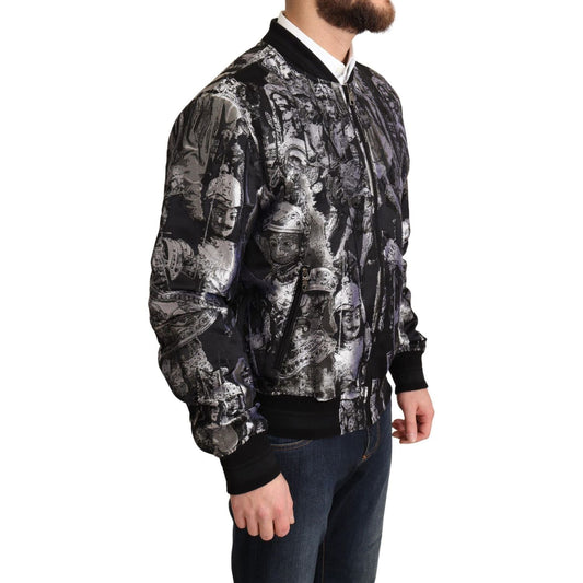 Dolce & GabbanaElegant Black Bomber Jacket with Silver DetailsMcRichard Designer Brands£1199.00