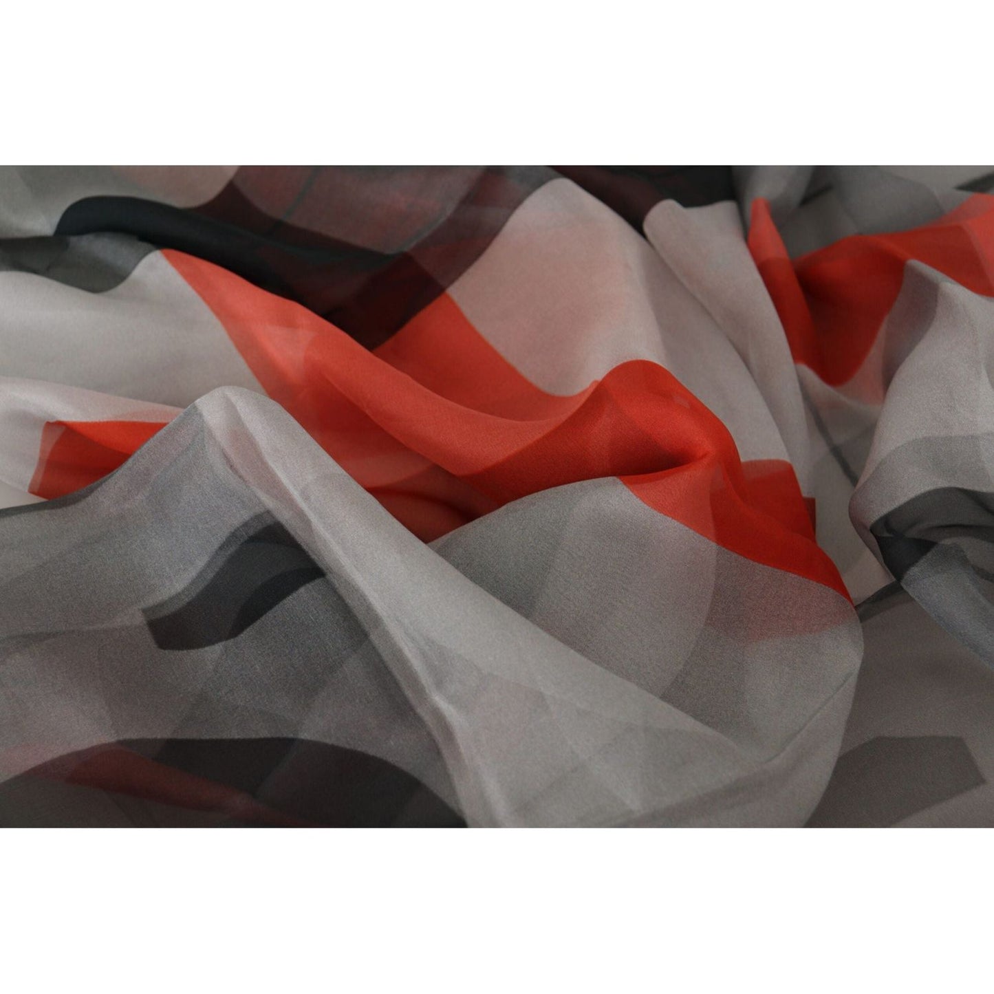 Costume National Elegant Silk Checkered Scarf gray-red-shawl-foulard-wrap-scarf-1