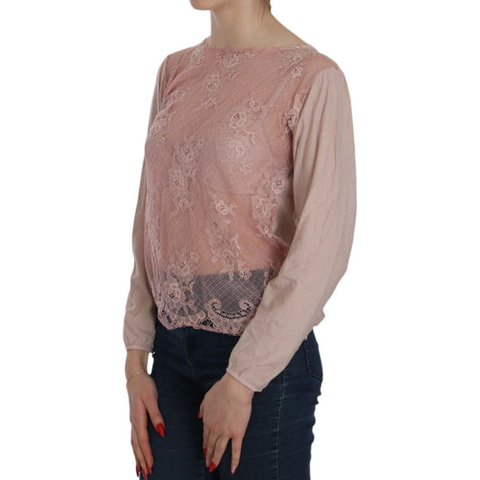 PINK MEMORIES Elegant Pink Lace Boat Neck Blouse pink-lace-see-through-long-sleeve-blouse IMG_2790-aa2d8f2e-61b.jpg