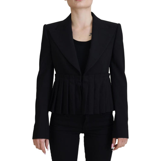 Dolce & Gabbana Elegant Black Stretch Wool Blazer black-single-breasted-fit-blazer-wool-jacket