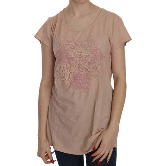 PINK MEMORIES Elegant Cream Lace Round Neck Blouse pink-cream-lace-short-sleeve-shirt-top-cotton-blouse IMG_2799-4d9664d6-dc4.jpg
